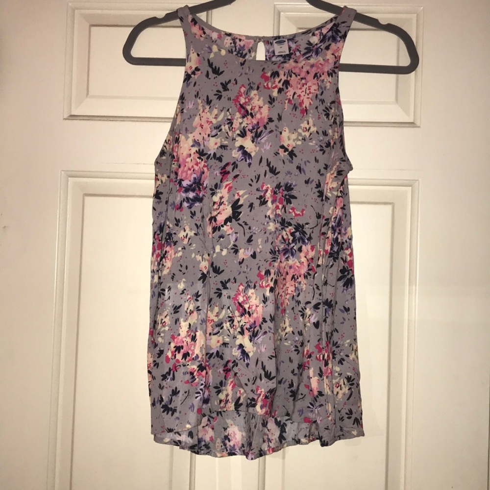 High neck floral tank top